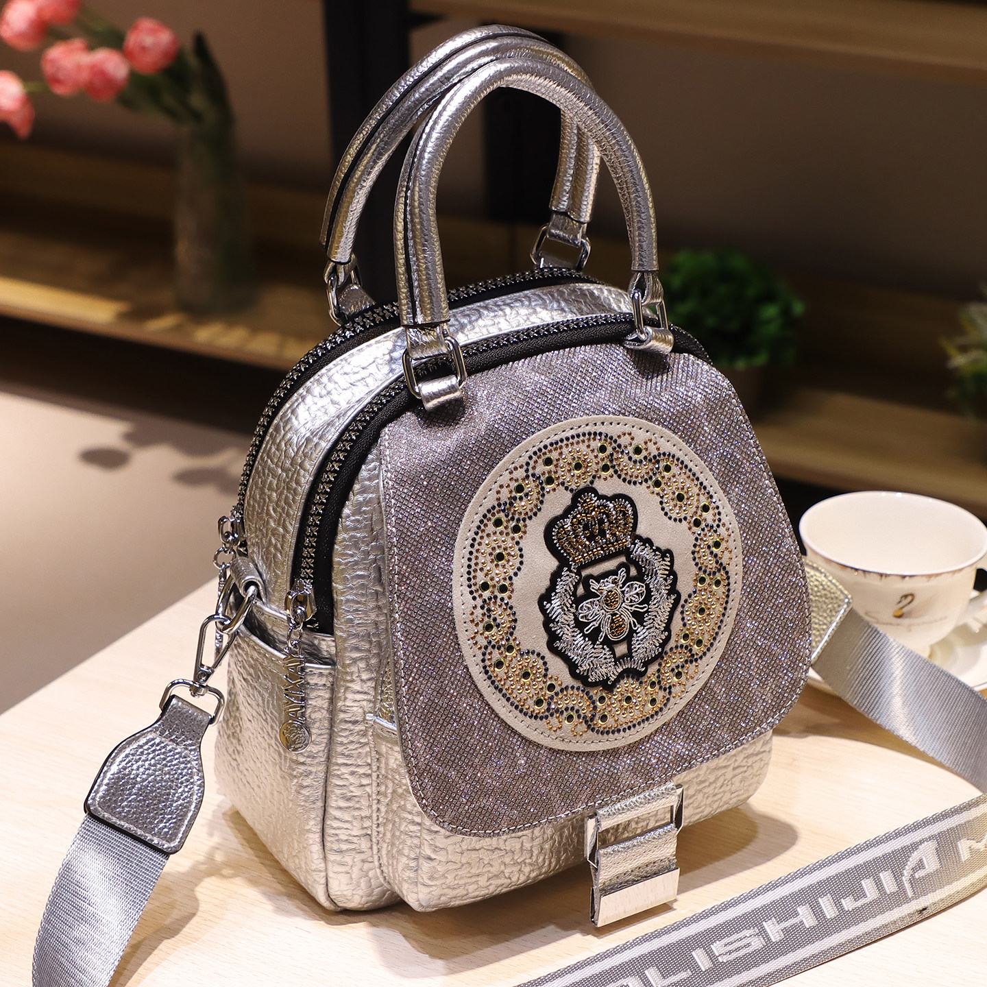 茉莉世家2026新款时尚潮流女士背包高级感软皮斜挎包轻奢双肩包