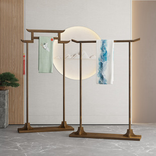 新中式 展示民宿实木复 古典衣帽架落地简易挂衣架卧室家用秀禾服装