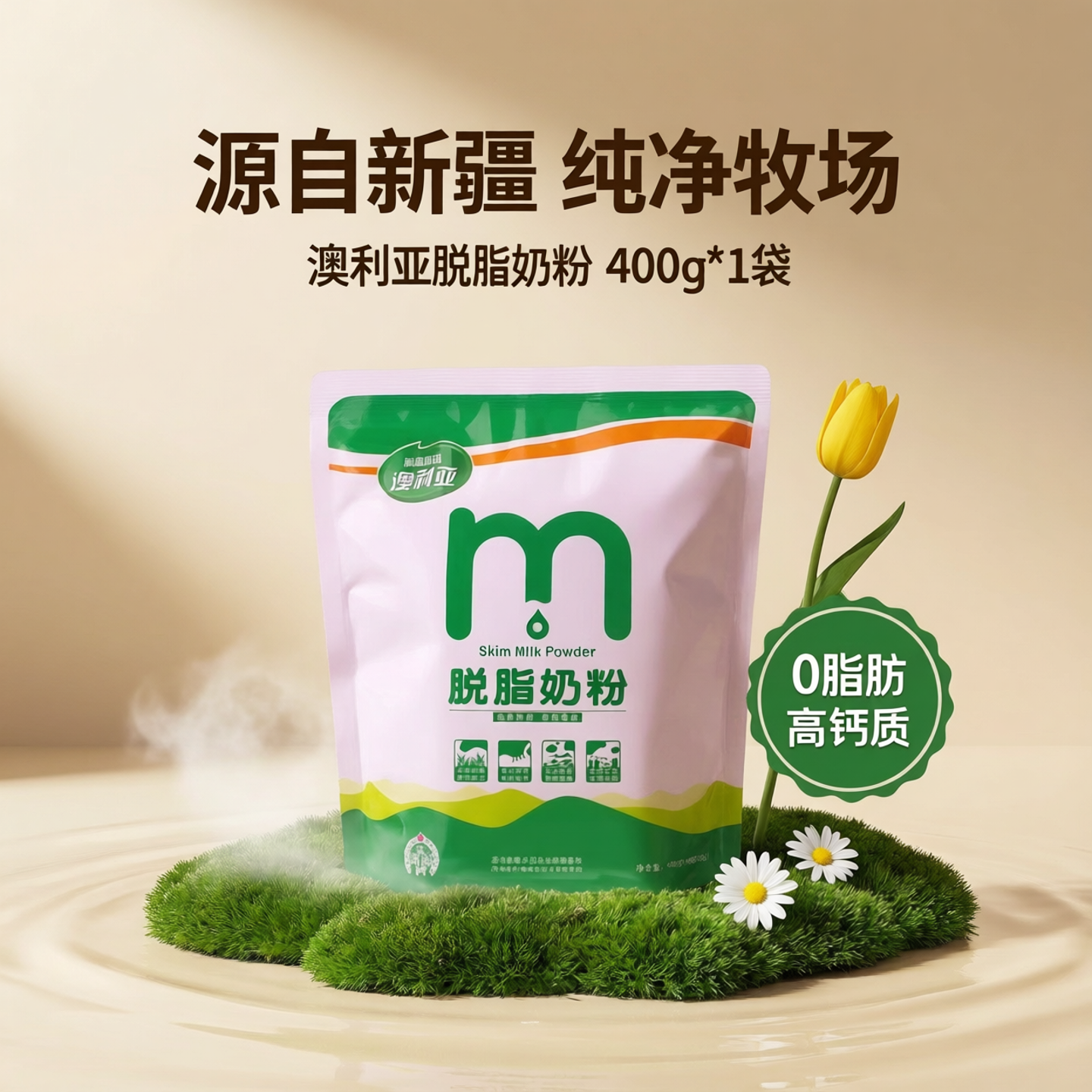 新疆高蛋白脱脂牛奶粉澳利亚脱脂乳粉孕妇儿童中老年成人全脂奶粉