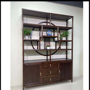 金花梨木多宝阁博古架实木新中式梨木客厅隔断置物架茶叶展示柜