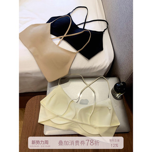 馨帮帮Bra 凉感亲肤防下垂无痕文胸罩 细肩带交叉美背内衣女夏薄款