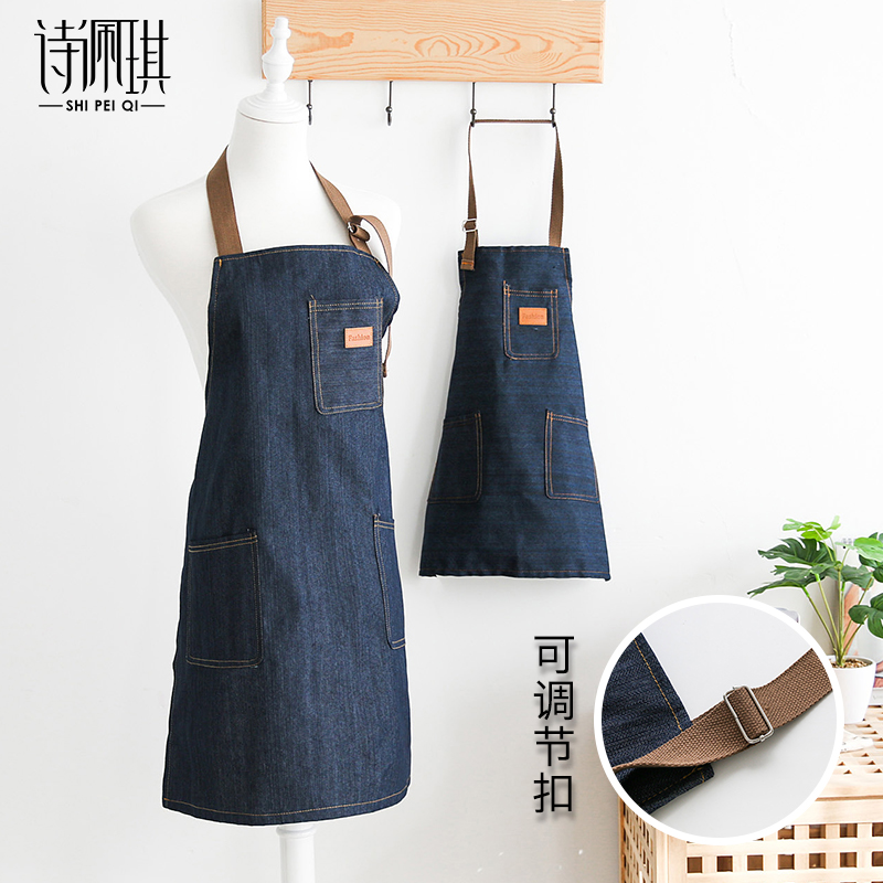 牛仔围裙防油小孩亲子女帆布布料