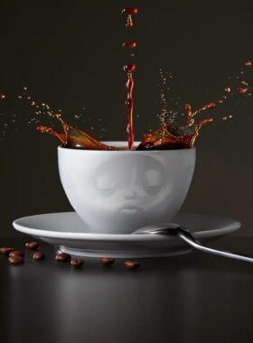 现货德国进口TASSEN咖啡杯陶瓷3D表情浮雕艺术马克杯碟带手柄礼盒