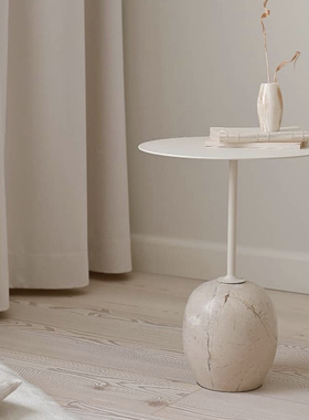 现货 丹麦&tradition lato大理石底座小边桌边几实木钢制面样板房