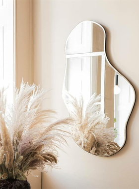 丹麦ferm LIVING Pond湖泊异形穿衣镜圆形墙面装饰挂镜北欧风正品