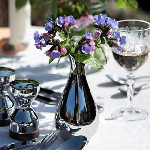 英国进口Robert Welch不锈钢花瓶插花花器装饰摆件轻奢皇室餐桌