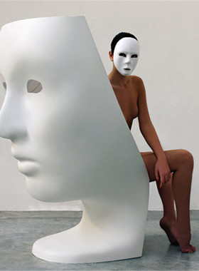 意大利Driade面具椅Nemo人脸塑料户外椅微型模型艺术展示摆件设计