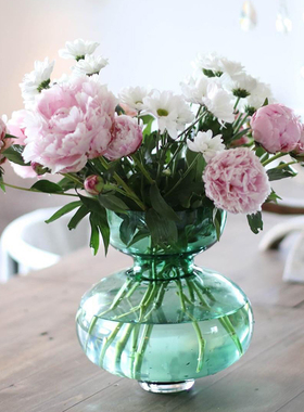 丹麦georg jensen乔治杰生绿色玻璃花瓶alfredo花器插花网红 正品