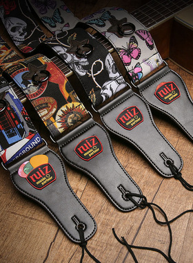 ruiz鲁伊斯吉他背带民谣古典电贝斯电吉它通用加宽加厚印花肩带