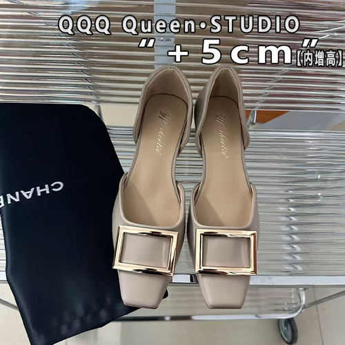 Right Video小个子5cm内增高法式温柔中空凉鞋女低跟chips rv女鞋