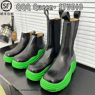 2025秋冬季mona厚底同款切尔西靴子松糕马丁靴大码41-43短靴加绒