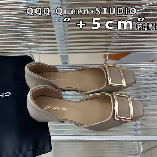 Right Video小个子内增高5cm法式温柔中空凉鞋女低跟chips rv女鞋