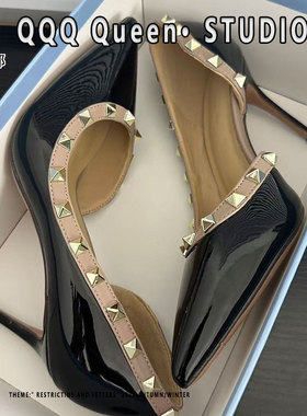 铆钉高跟鞋女真皮2026春季新款性感侧空久站不累脚名媛风柳丁单鞋