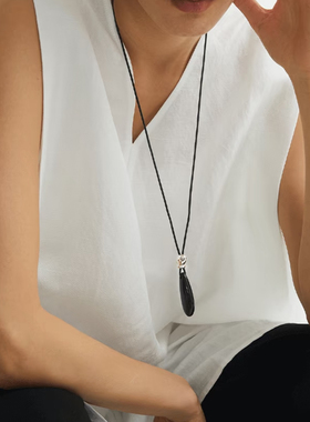 新款黑玛瑙吊坠自然循迹系列高级感小众轻奢项链