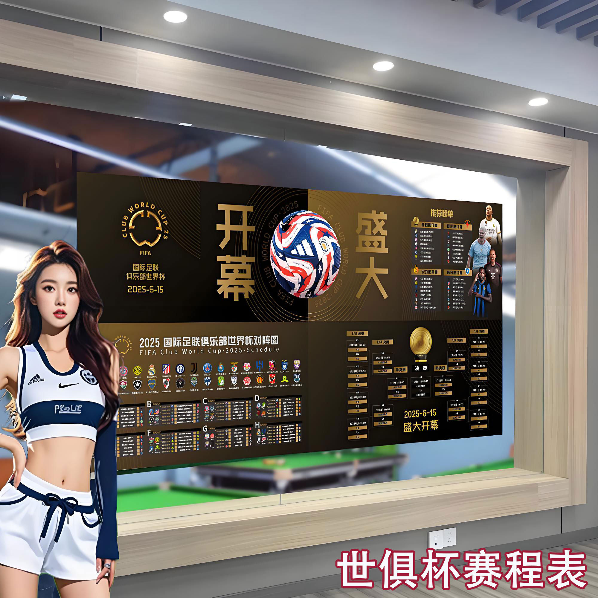 2025美国世俱杯赛程表海报宣传物料体彩店布置球星海报贴纸布置