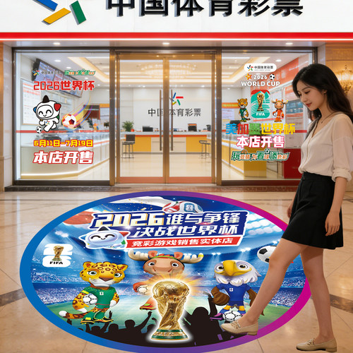 2026世界杯体彩店装饰地贴竞猜宣传物料足球赛事主题海报布置装扮