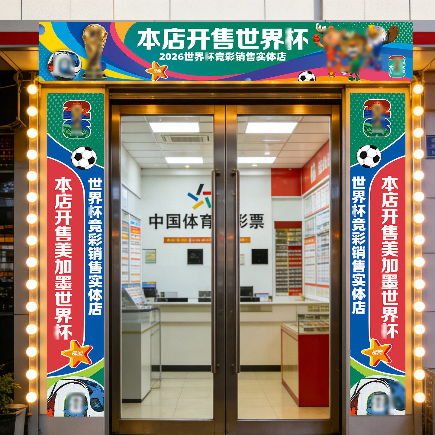 2026年世界/杯体彩店装饰门贴横幅条幅主题布置宣传物料海报贴纸