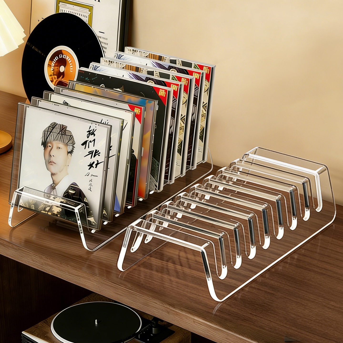 cd专辑收纳盒桌面光碟盘磁带分格透明收藏存放黑胶唱片碟片展示架