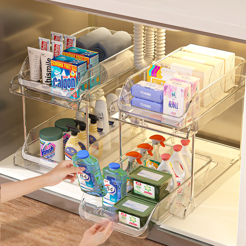 下水槽置物架抽拉式柜子收纳神器