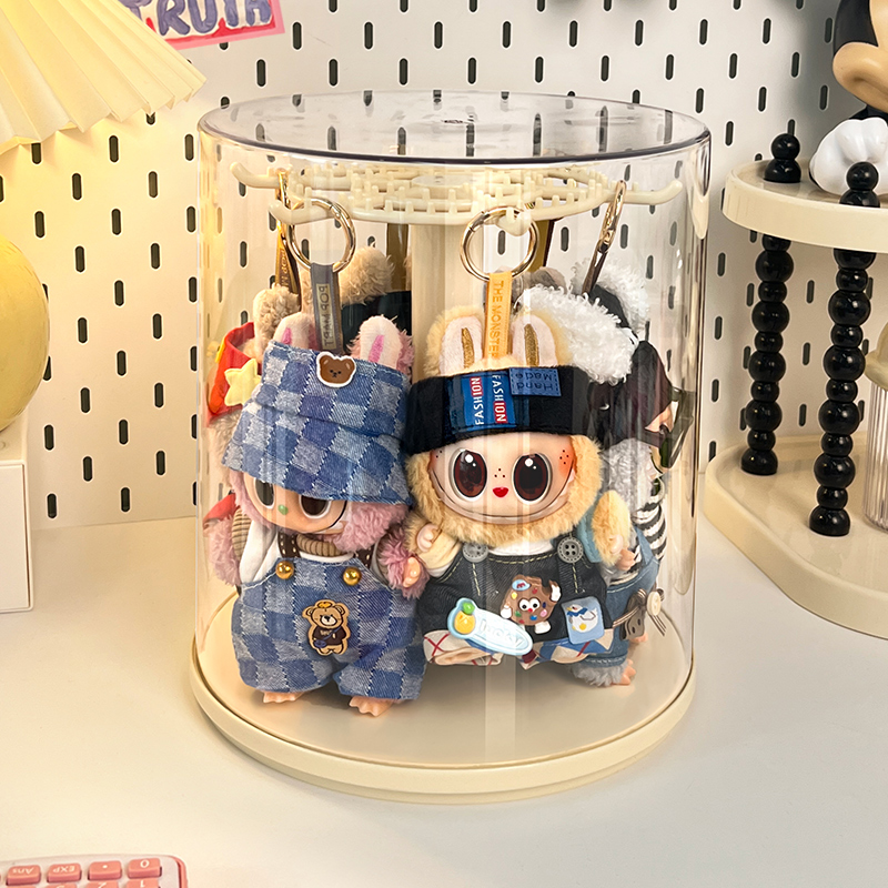 labubu展示盒旋转手办盲盒娃娃