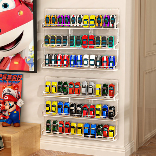 玩具车收纳展示架挂墙多层免打孔