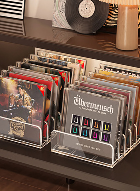 cd碟片架子分格亚克力桌面摆放黑胶唱片dvd光碟盘专辑收纳展示架