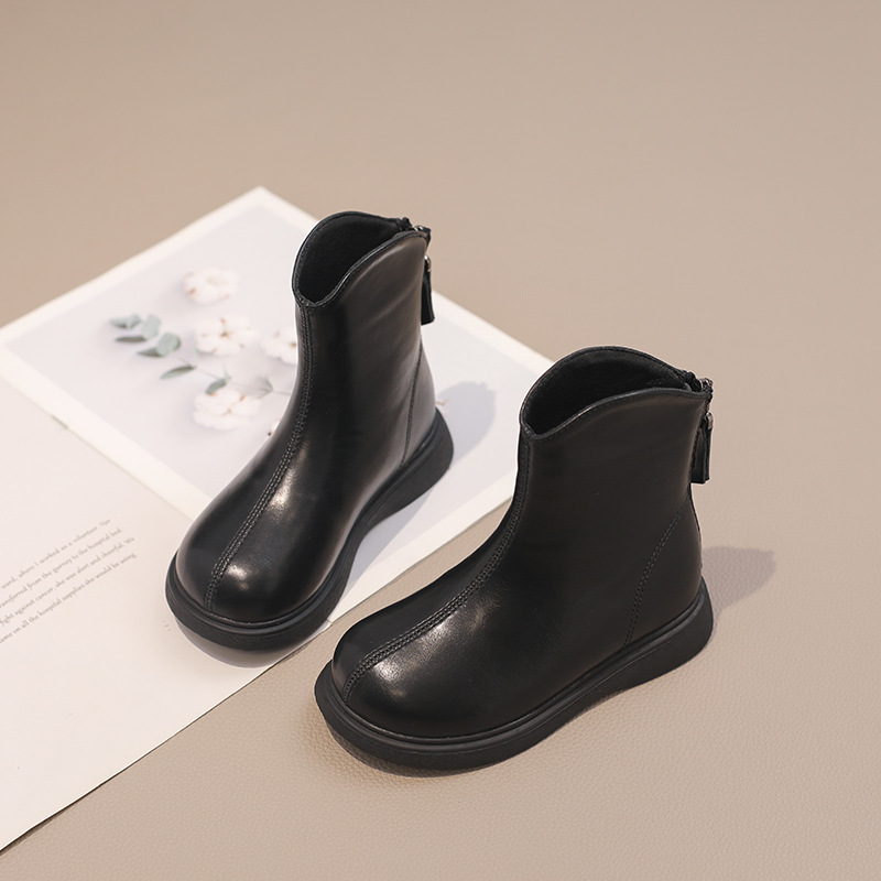 公主风加绒冬季洋气真皮软底短靴