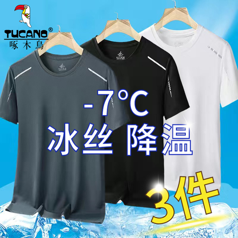 啄木鸟夏季冰丝网眼半袖T恤衫