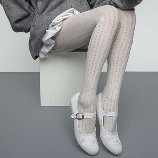 SS2L天鹅绒爱心提花少女风链纹防勾丝显瘦打底丝袜连裤 袜女ins潮