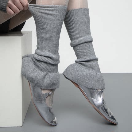 SS2L新款芭蕾少女风花苞荷叶边纯色针织小腿袜套甜妹堆堆袜女JK