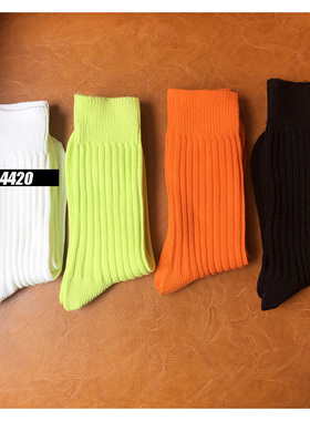 SS2L现货19aw秋冬款棉质粗针织橘色荧光运动中筒余文乐袜子男女