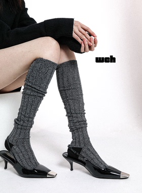 SS2L春秋款小香风芭蕾少女雪花并线粗线过膝小腿长筒袜子女ins潮