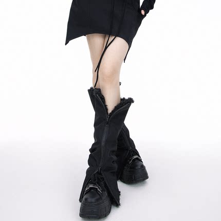 SS2L秋冬机能两面穿双开拉链毛绒加厚保暖袜套靴套腿套防水防雨雪