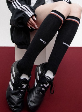 SS2L字母黑橘条纹blokette运动少女风小腿袜足球袜长筒袜女ins潮
