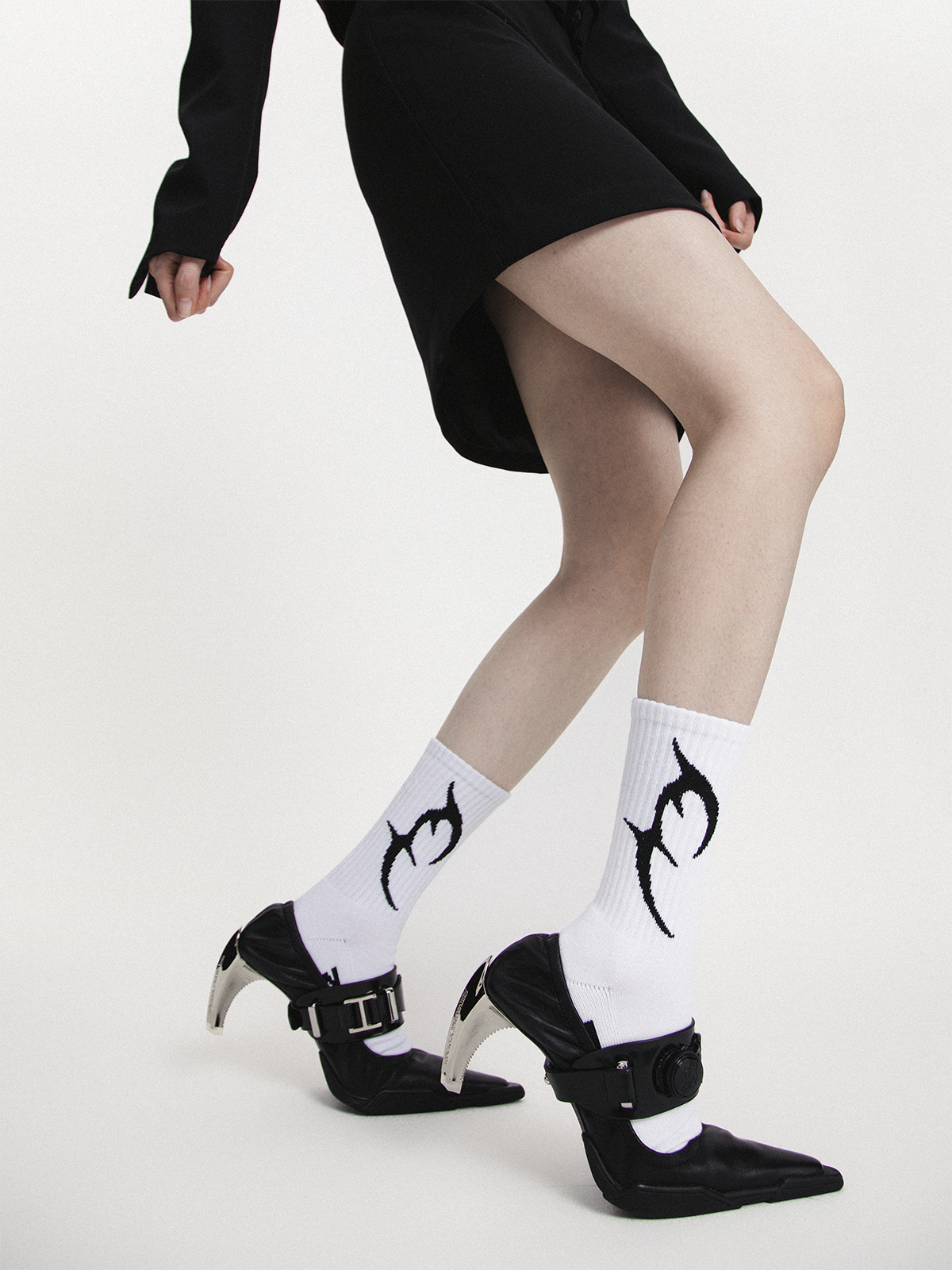 春夏薄款纯色防臭纯棉堆堆中筒袜