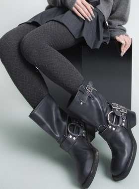 SS2L秋冬黑灰色格雷系加厚菱形格立体提花打底连裤袜丝袜女ins潮