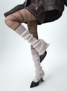 SS2L秋冬拼色纽扣开叉y2k千禧风辣妹袜套女腿套加厚保暖堆堆袜