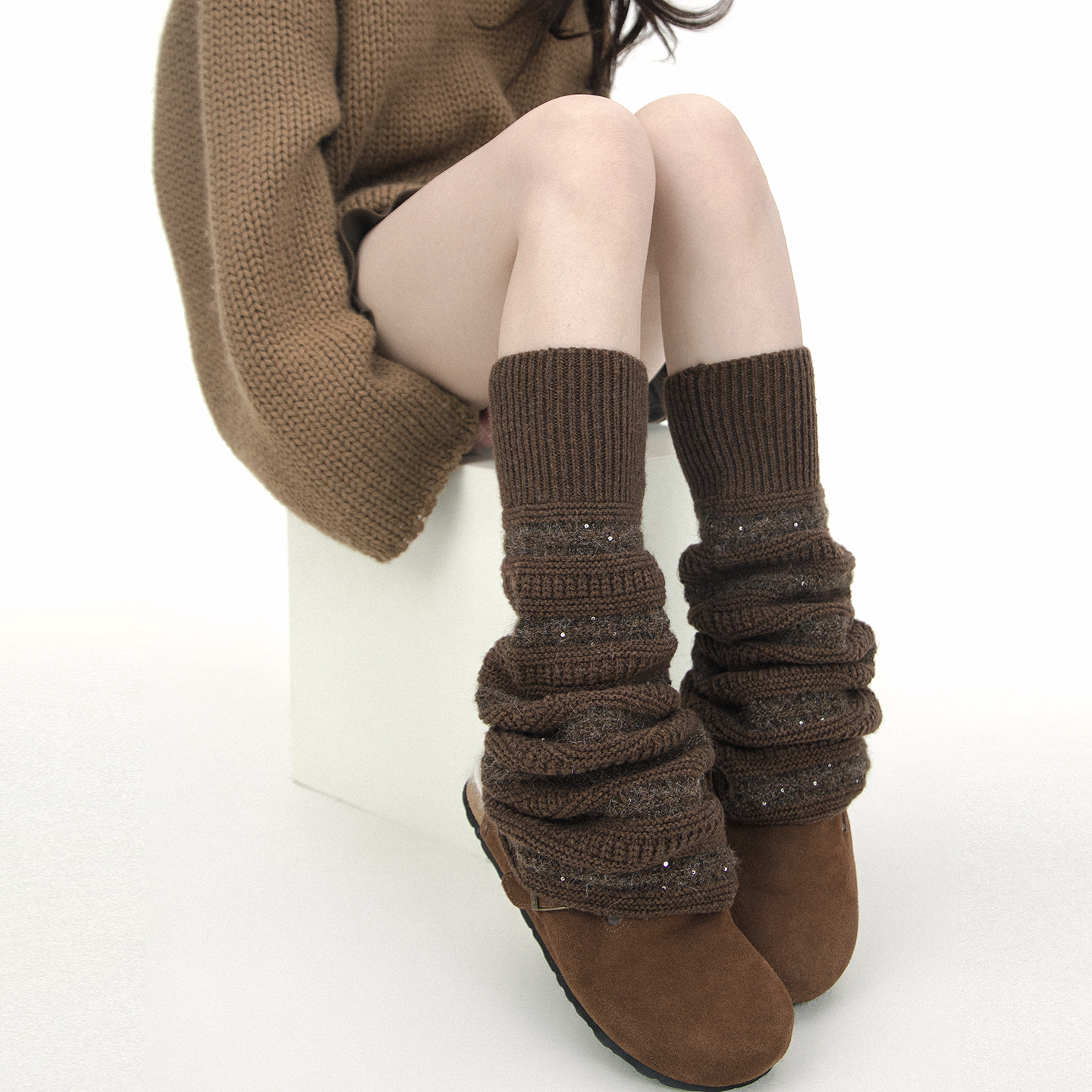 SS2L秋冬羊毛分层亮片微喇叭加厚保暖显瘦腿套雪地靴袜套堆堆袜,女士内衣/男士内衣/家居服,长筒袜,淘宝优惠券,粉丝福利购,淘宝优惠卷