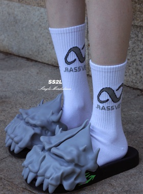 SS2L春夏21ss Paccbet Rassvet徽章图案潮流滑板运动中筒袜子男女