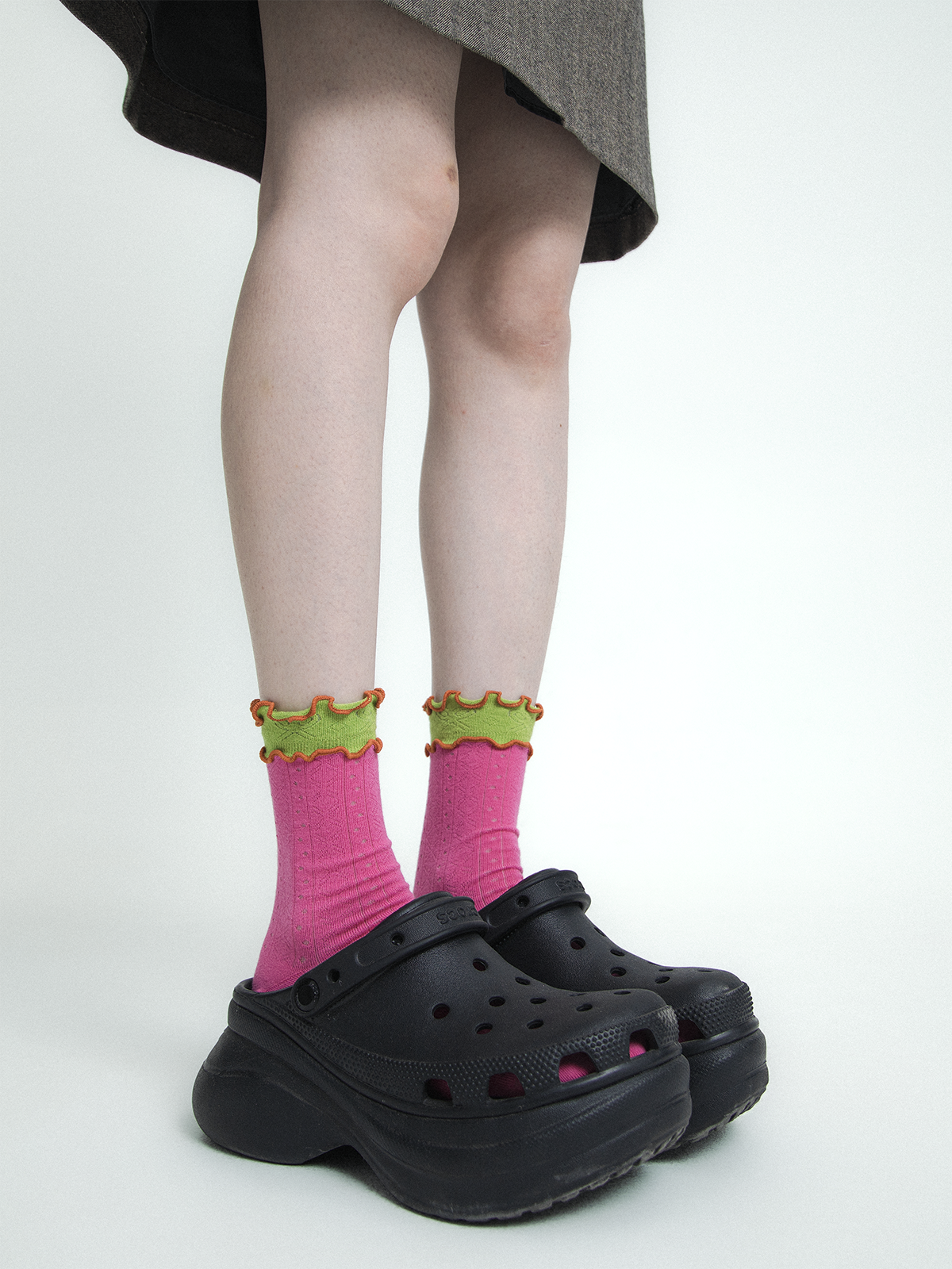 夏季新款薄款多巴胺中筒堆堆袜女