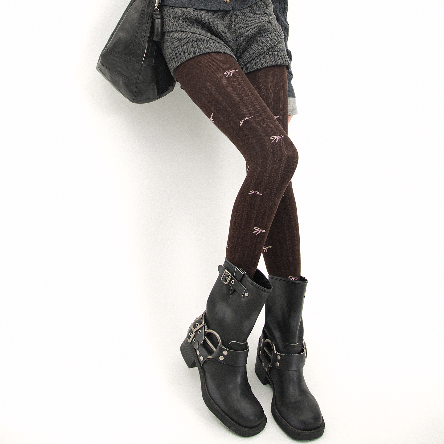 SS2L秋冬蕾丝暗纹链纹提花蝴蝶结撞色一体无痕灰棕打底连裤袜女棉,女士内衣/男士内衣/家居服,连裤袜/打底袜,淘宝优惠券,粉丝福利购,淘宝优惠卷