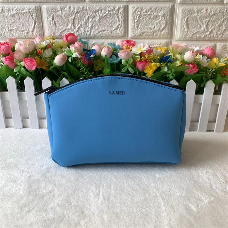 包邮LAMER 海蓝之谜蓝色太空棉化妆包大容量收纳包简约便携旅行包