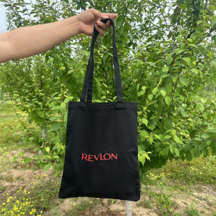 新款 露华浓黑色单肩包化妆包简约帆布袋收纳袋购物袋环保袋妈咪包