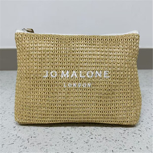 包邮祖马珑JO MALONE草编化妆包女百搭拉链收纳包轻奢小众设计