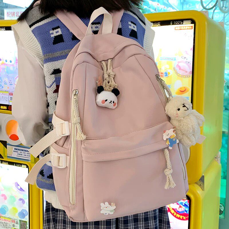 书包女大学生日系百搭双肩包2026款韩版大容量初中生减负护脊背包