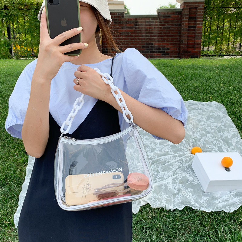 透明小包包女2023新款潮法式腋下包亚克力链条手提单肩斜挎果冻包