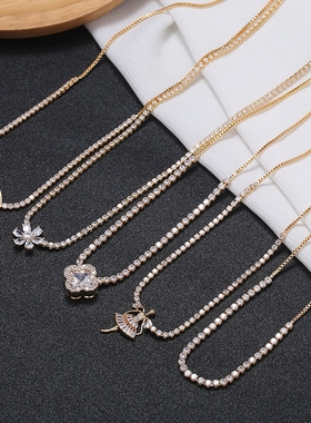 韩国闪亮水晶锆石短款高档锁骨链