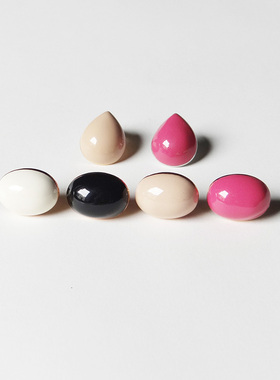 hjes03耳钉欧美极简约基础通勤复古几何椭圆水滴形白裸粉桃红黑色