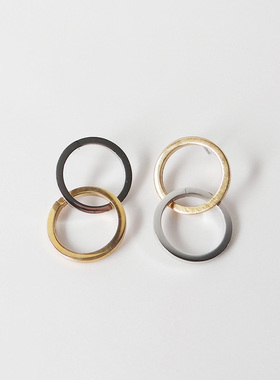 bxges14大耳钉欧美极简约设计金银双色圆形圈环复古不对称中性