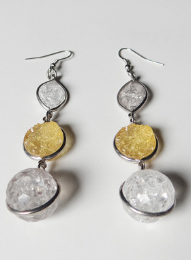 eshjgp03耳环耳钉 欧美外贸孤品 宫廷夸张复古圆形花做旧黄白色